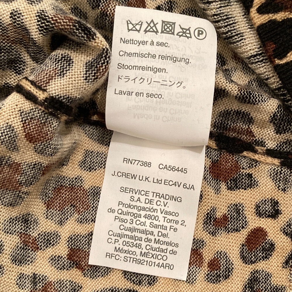 J. Crew 100% merino Leopard Print Long Sleeve Top L - Picture 10 of 14